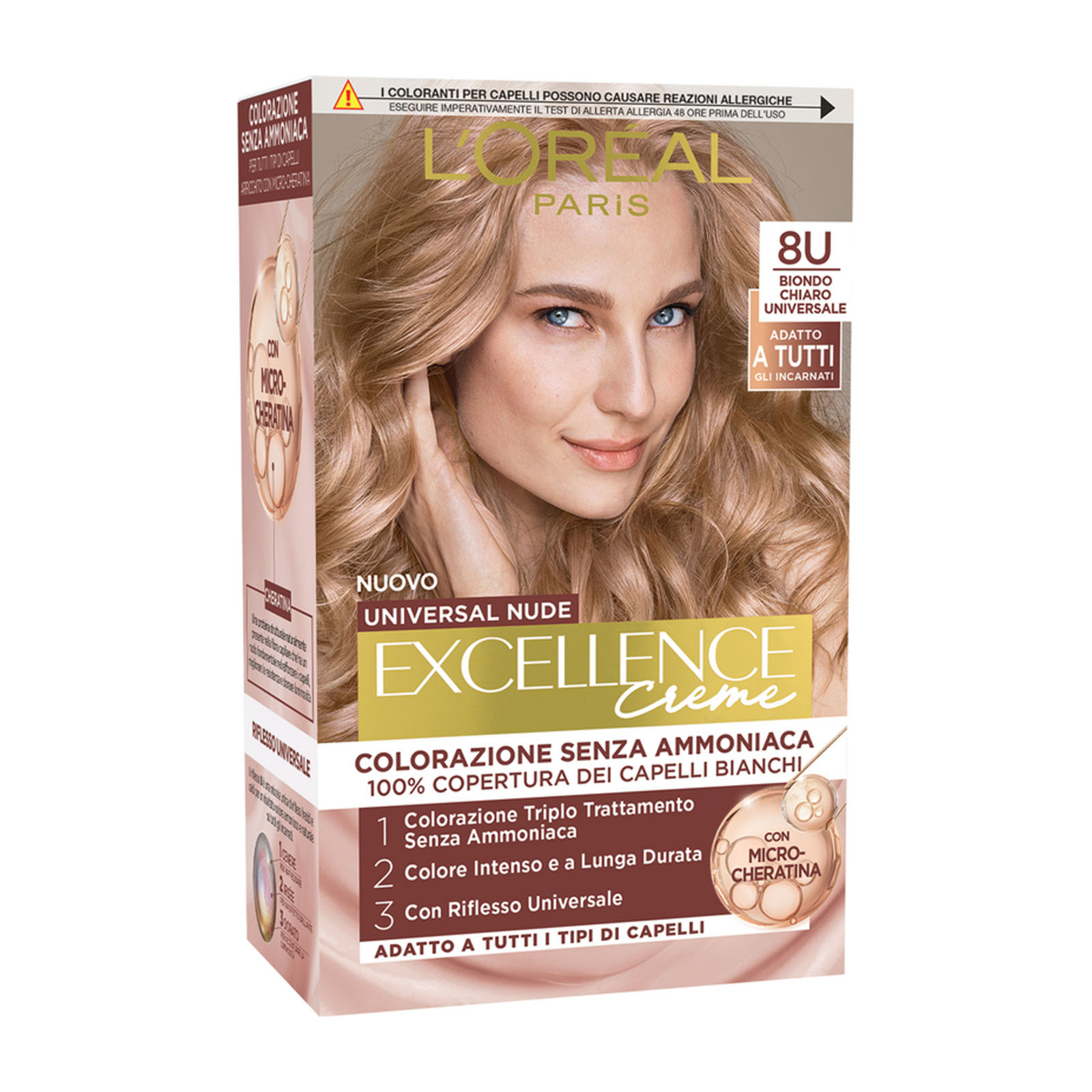 Excellence Universal Nude Colorazione Permanente Senza Ammoniaca N.8U BIONDO CHIARO UNIVERSALE