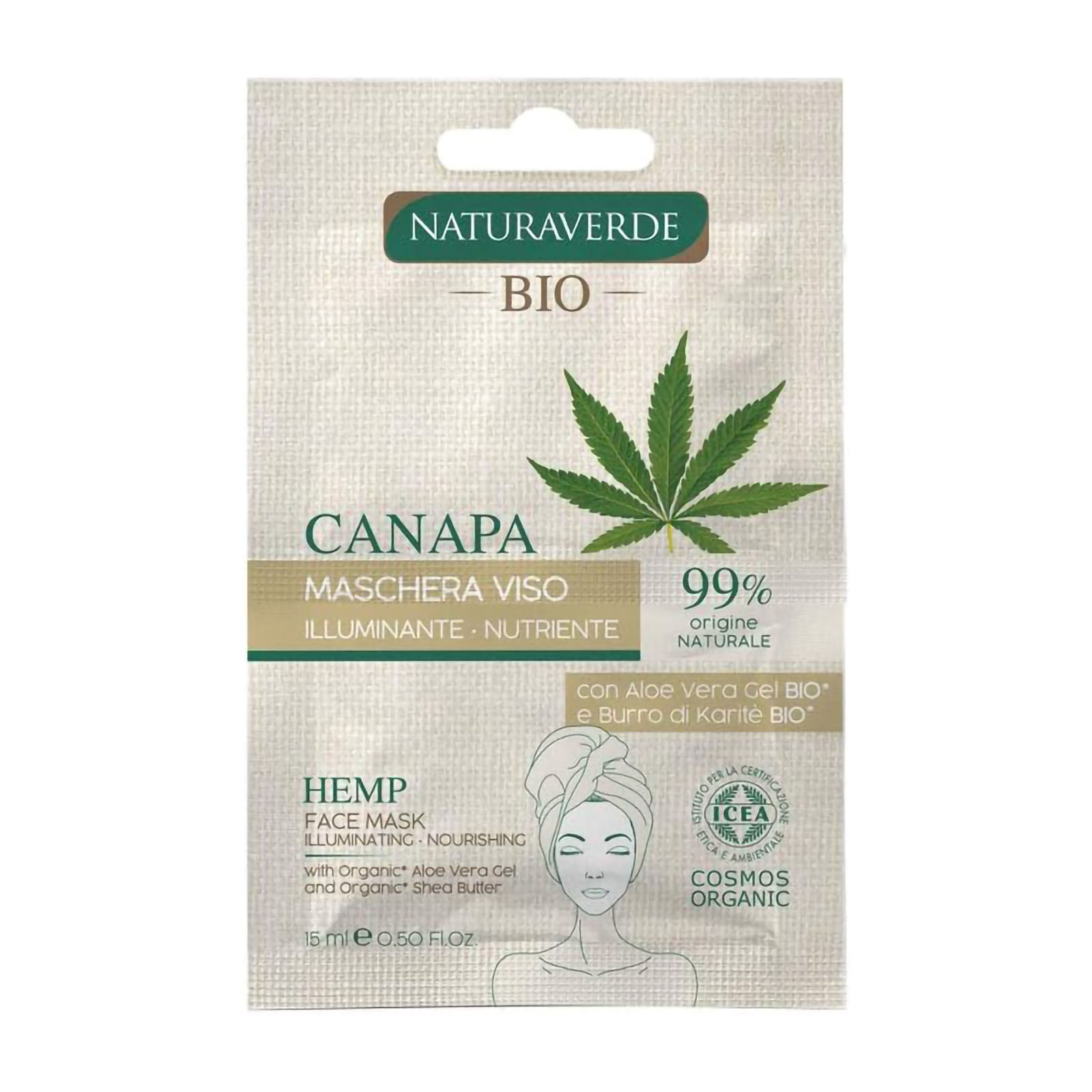Maschera Viso Illuminante - All'olio Di Canapa 15 ml