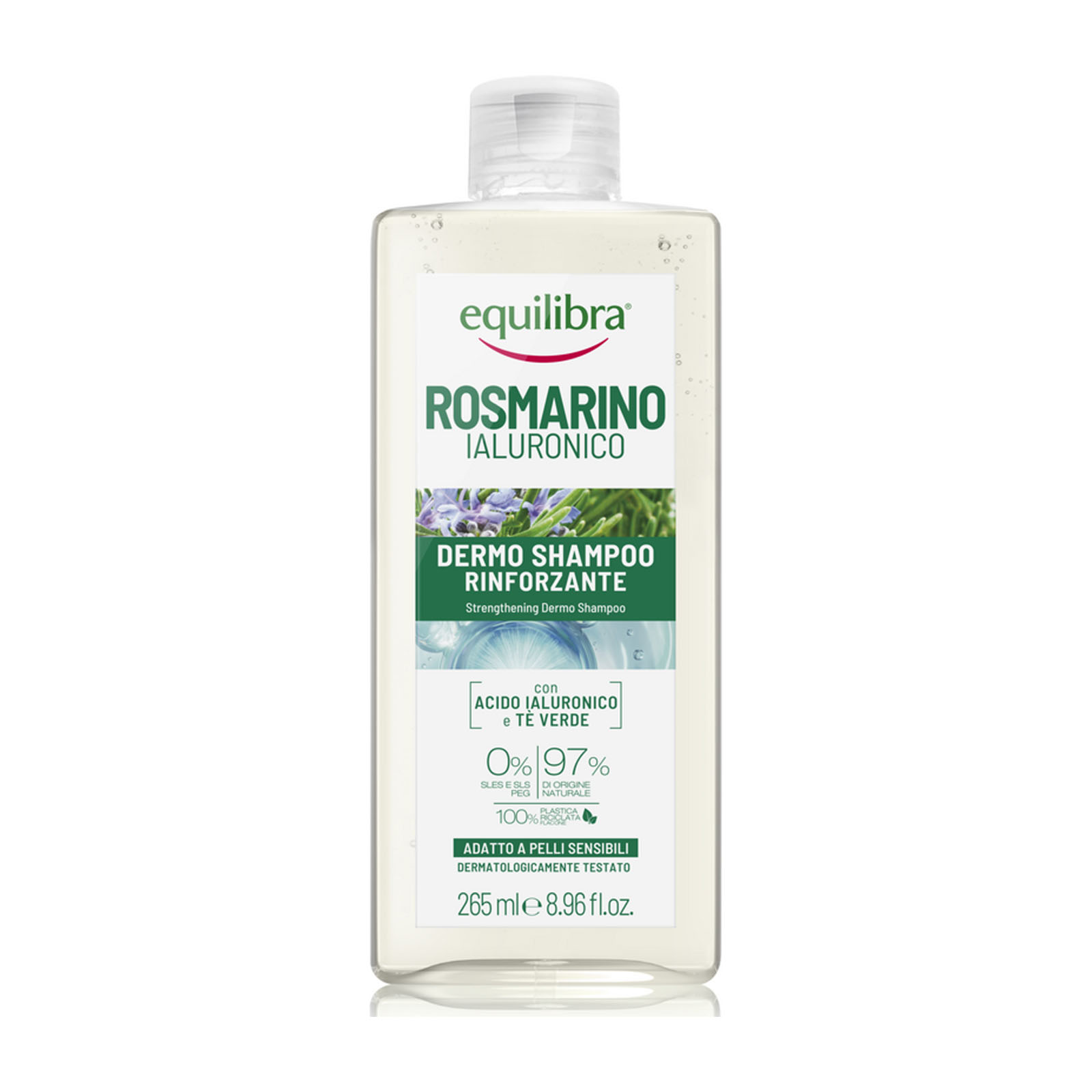 Shampoo Rinforzante Rosmarino Ialuronico Dermo Con Acido Ialuronico E Te Verde 265 ml