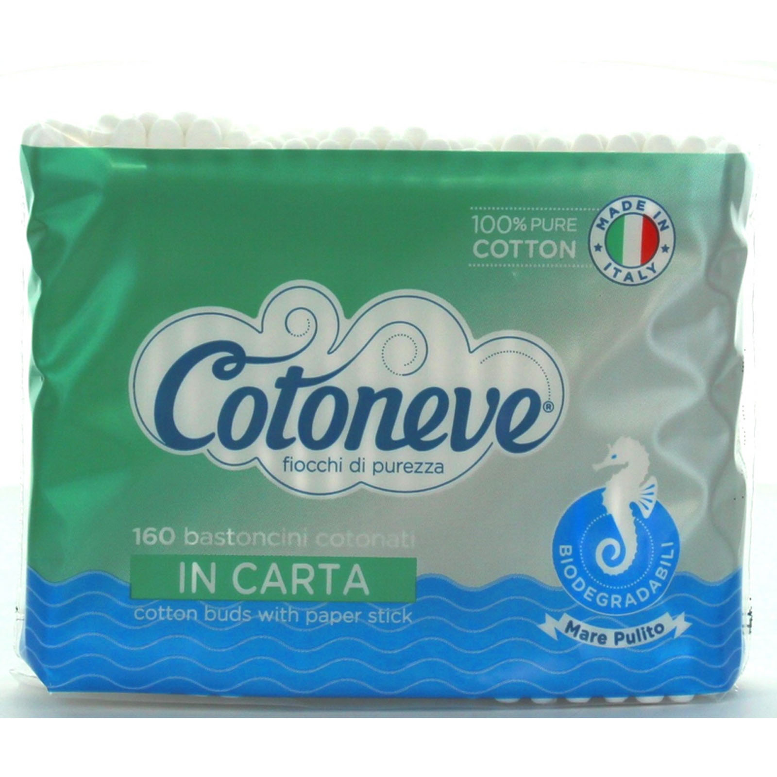 BASTONCINI COTONATI BIODEGRADABILI IN BUSTA 160pz