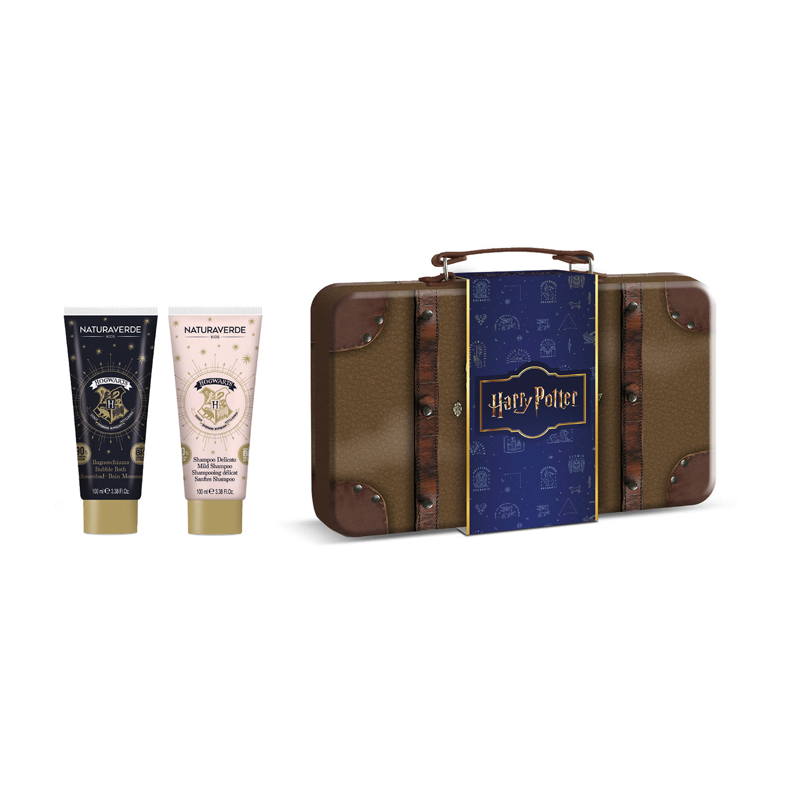 Harry Potter Gift Set Con Shampoo 100ml, Bagnoschiuma 100ml E Valigetta In Latta