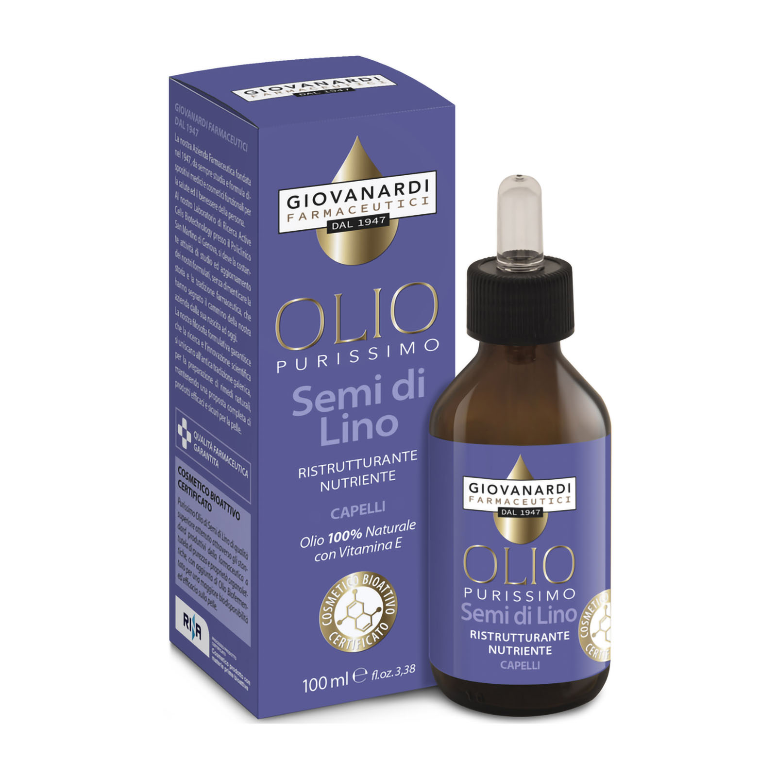 Olio Purissimo Semi Di Lino Ristrutturante Nutriente Capelli 100 ml