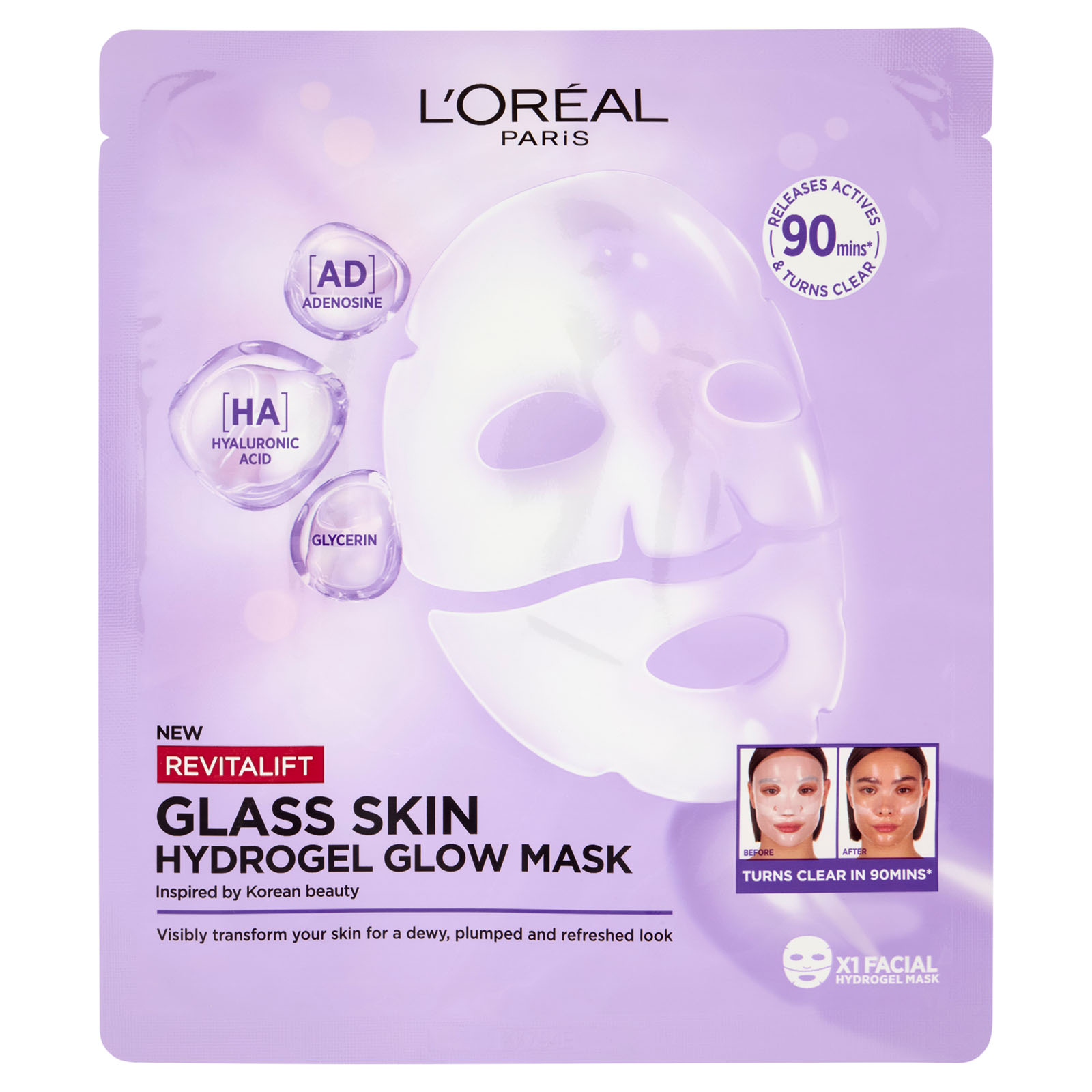 L'oréal paris Revitalift Glass Skin Hydrogel Glow - Maschera In Tessuto 25 Gr
