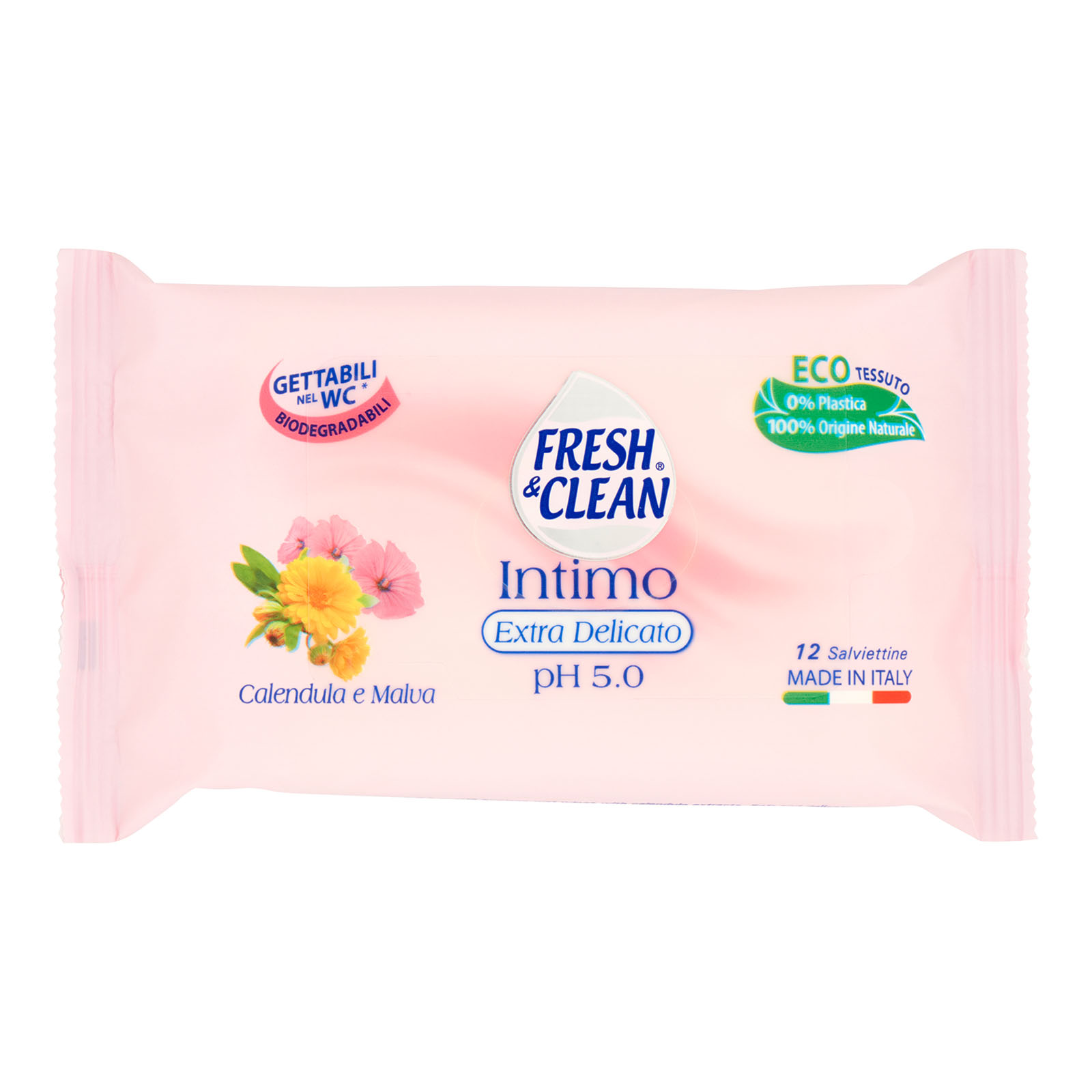 Intimo Extra Delicato Ph 5.0 Salviettine Calendula E Malva 12 Pz