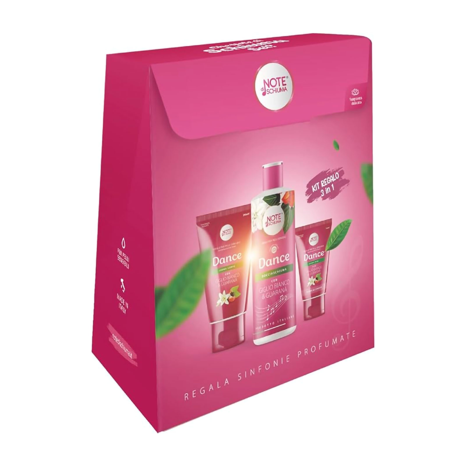 Note di schiuma Cofanetto Dance Con Docciaschiuma 400ml + Crema Corpo 200ml + Crema Mani 75 Ml