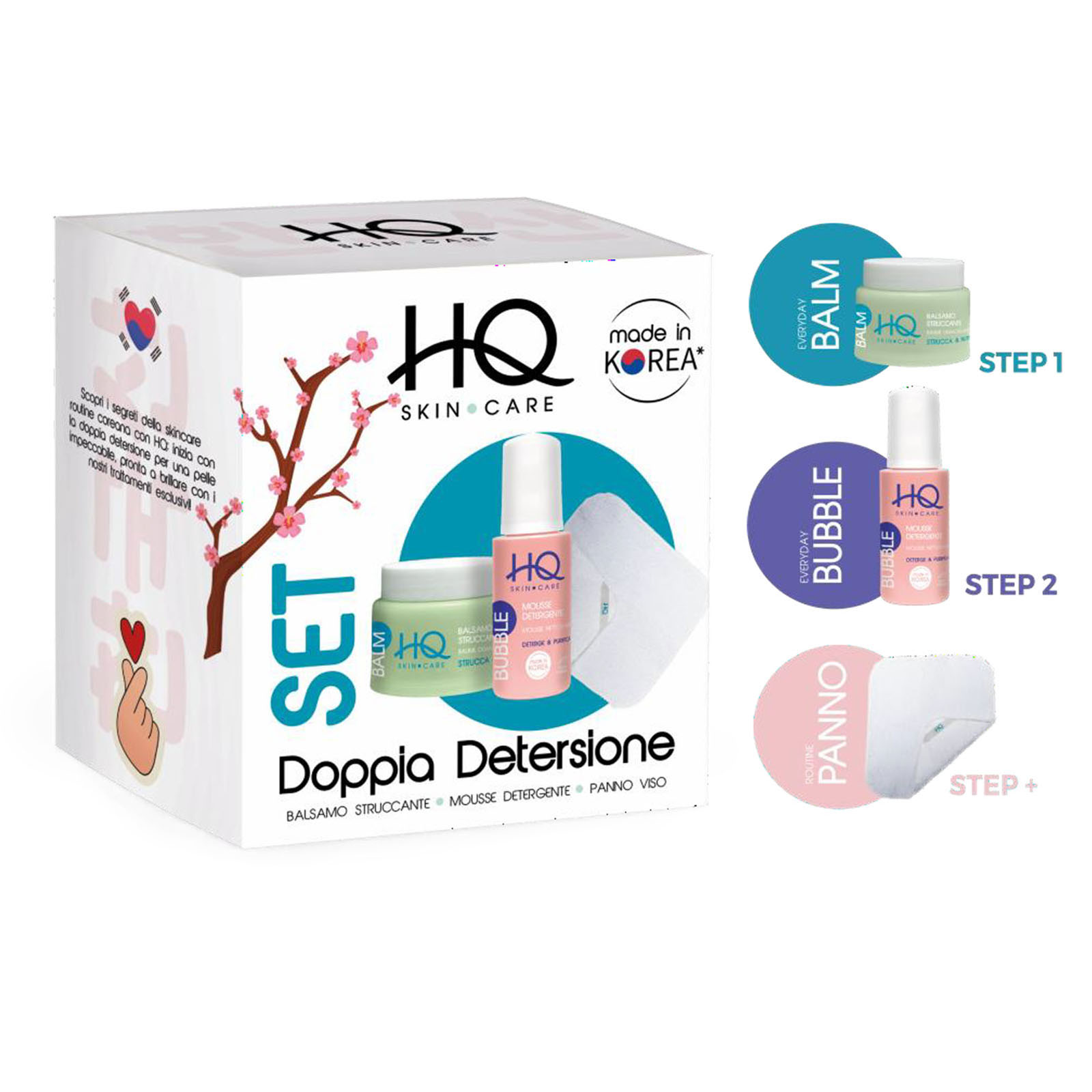 Hq Set Doppia Detersione - Balsamo Struccante + Mousse Detergente + Panno Viso - Immagine 3