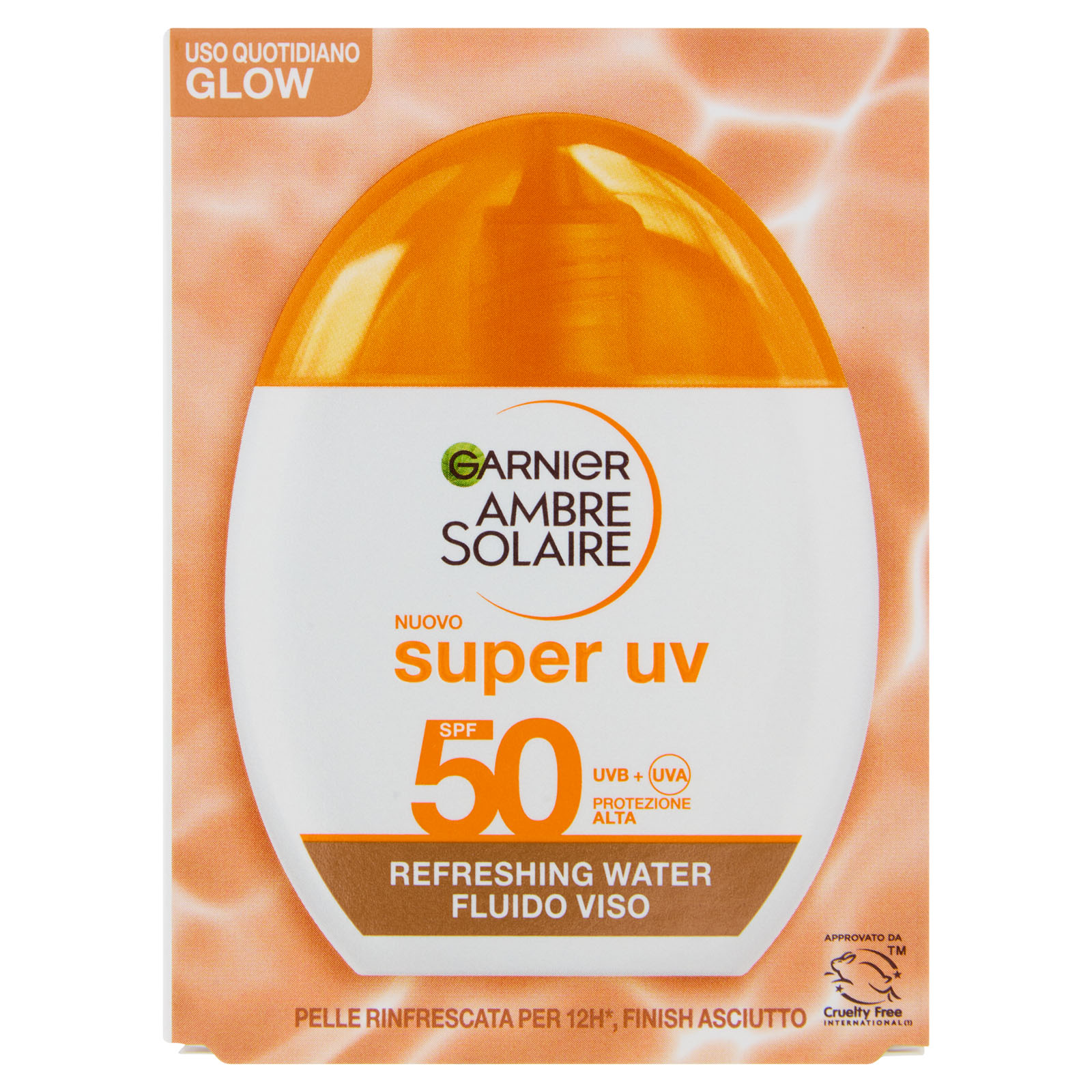 Ambre Solaire Super Uv Spf 50 Refreshing Water Fluido Viso Glow