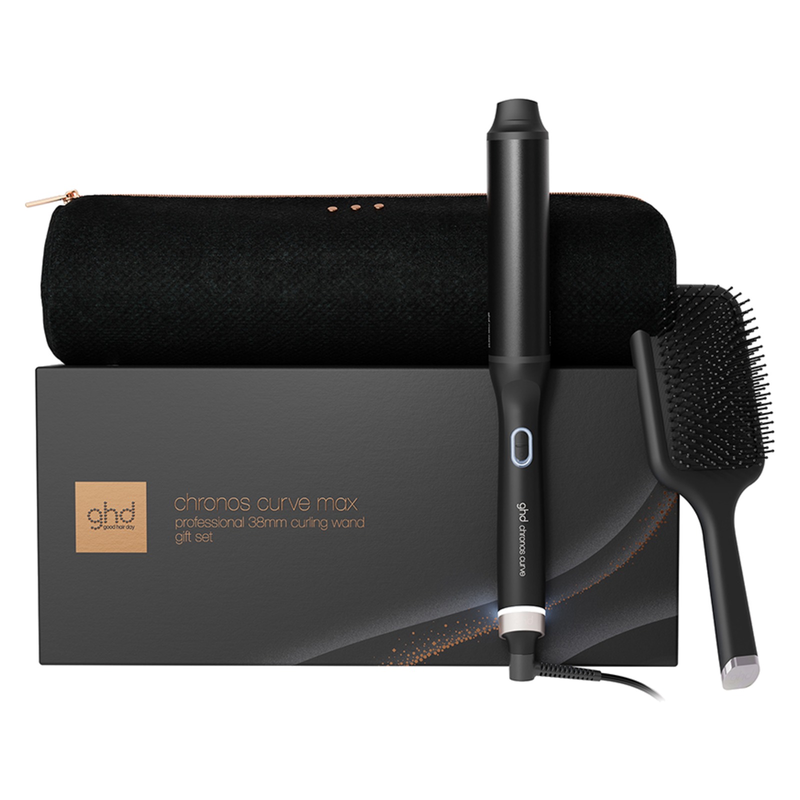 Ghd Chronos Curve Max Wand Gift Set Paddle Brush + Arricciacapelli