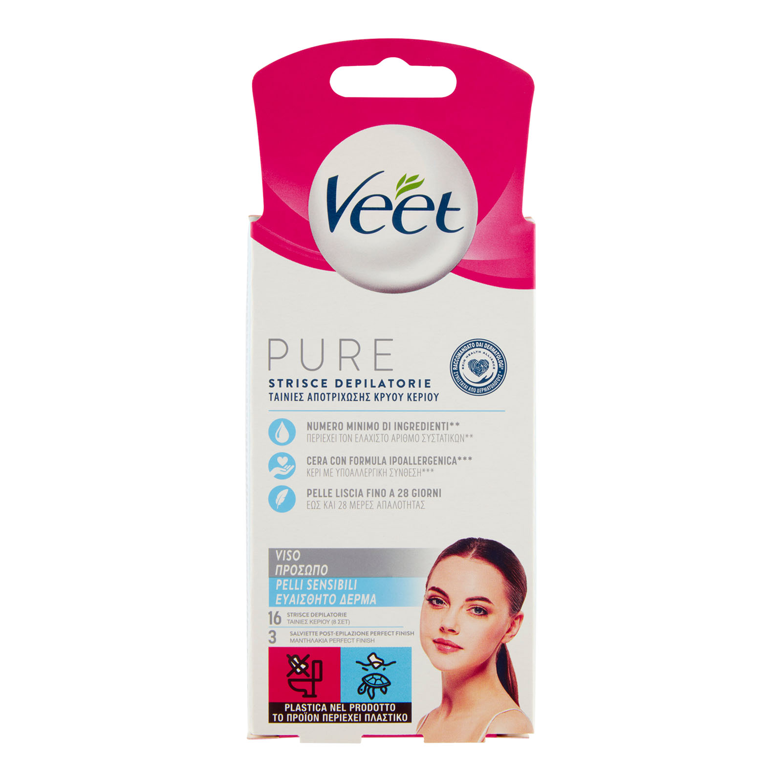 Pure Strisce Depilatorie Viso 16 Strisce