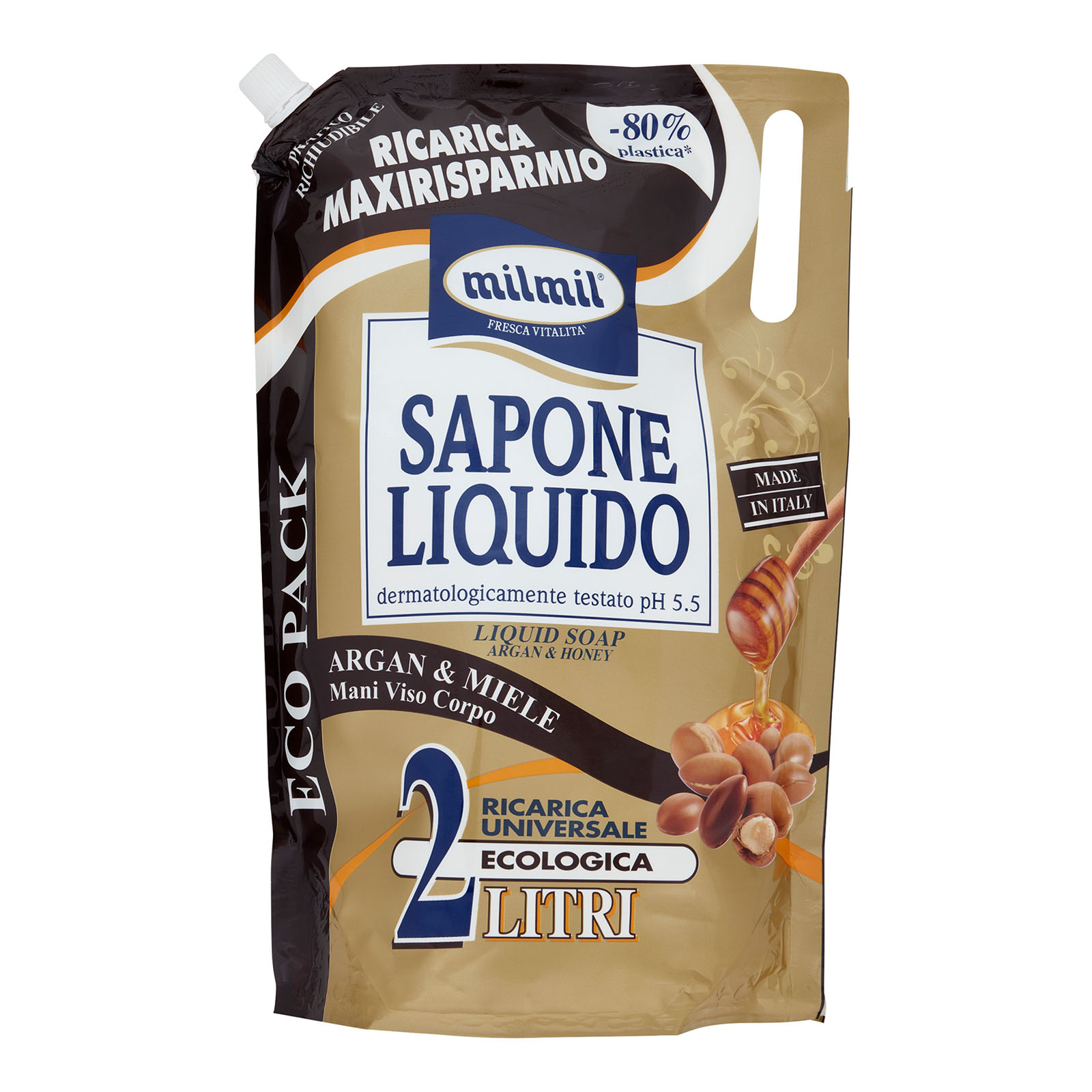 Sapone Liquido Argan & Miele Ricarica Universale Ecologica 2000 ml