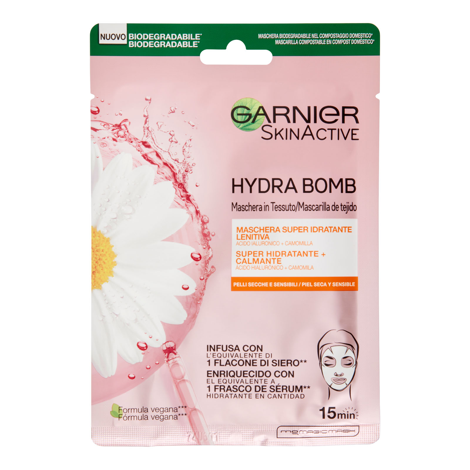 Skinactive Hydra Bomb Maschera Viso In Tessuto Super Idratante Lenitiva Alla Camomilla