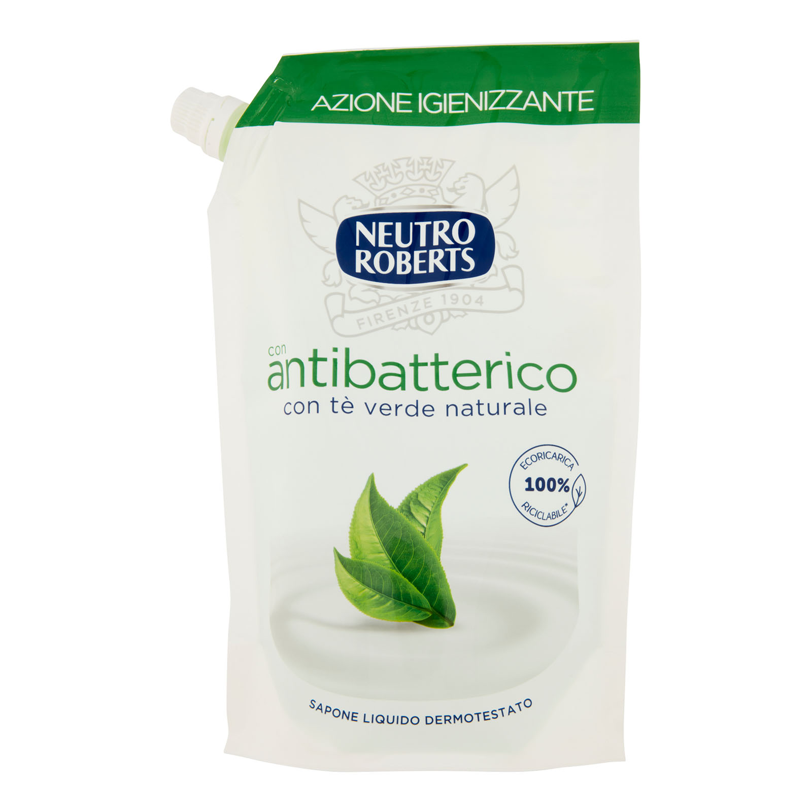 Sapone Liquido Con Antibatterico Con Tè Verde Naturale - Ricarica 400 ml