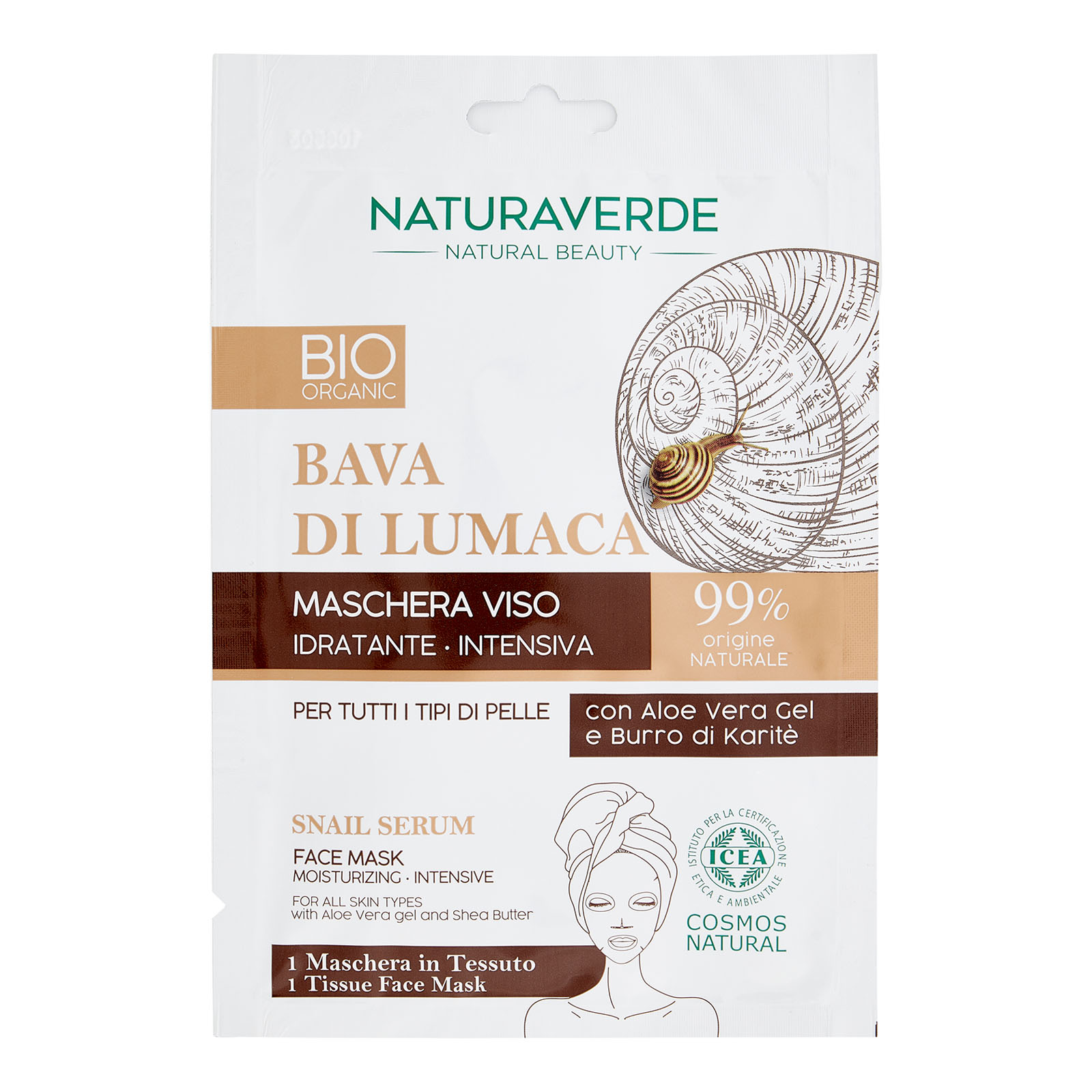 Natural Beauty Bio Bava Di Lumaca Maschera Viso Idratante - Intensiva 1 Pz