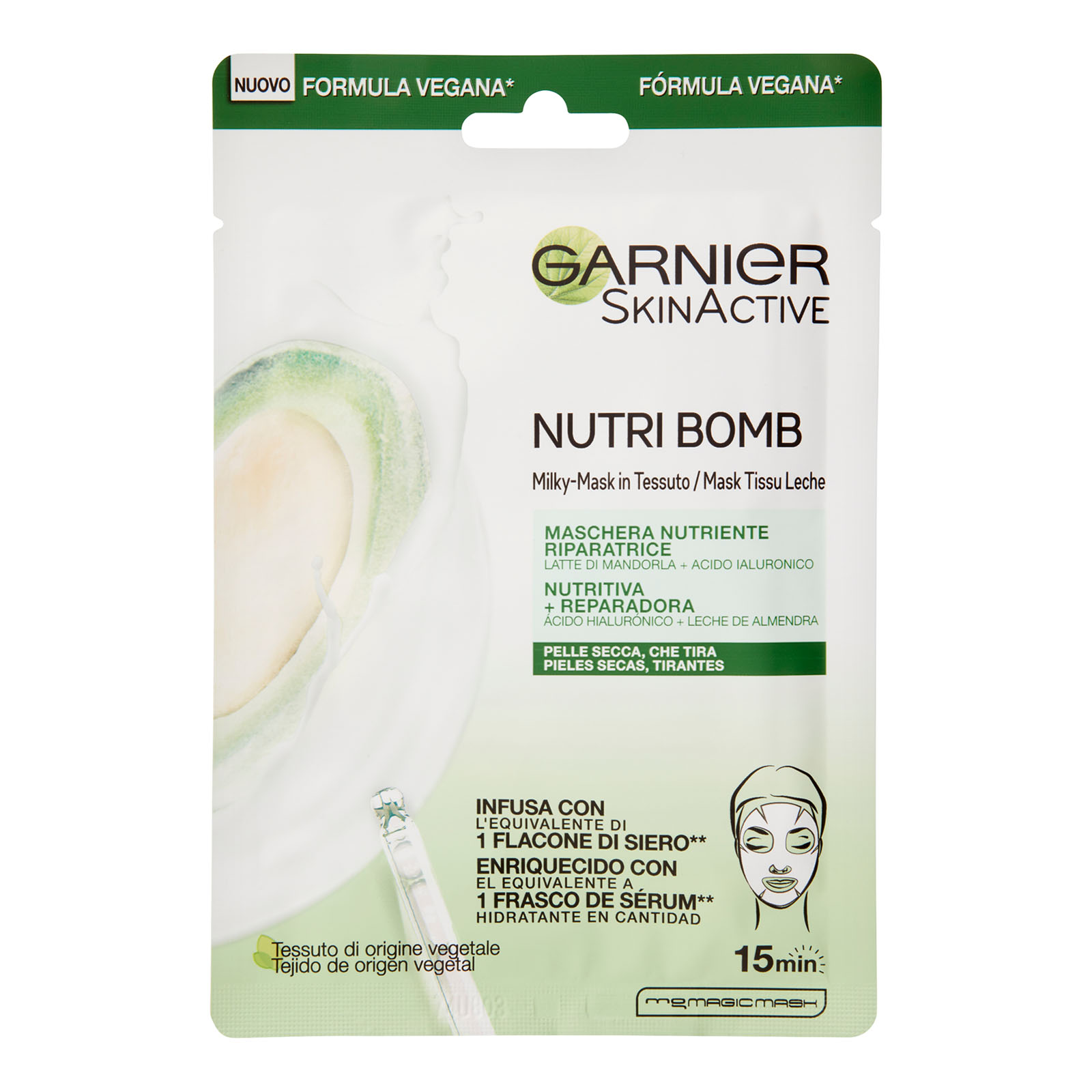 Maschera In Tessuto Nutriente Riparatrice Nutribomb, Pelli Molto Secche, Latte Di Mandorla