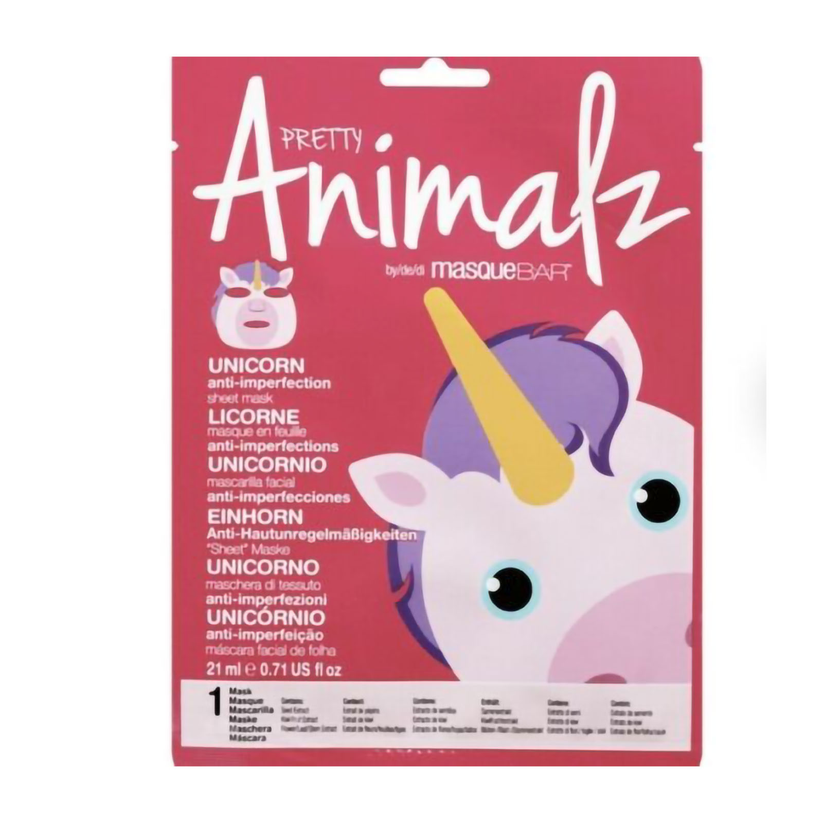 Masque bar Pretty Animalz Unicorn Sheet Mask