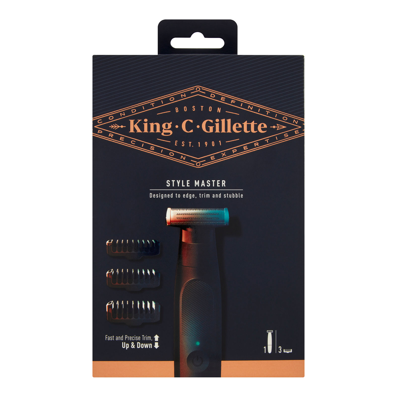 Gillette Style Master Kit Regolabarba, Rasoio Elettrico Uomo + 3 Pettini