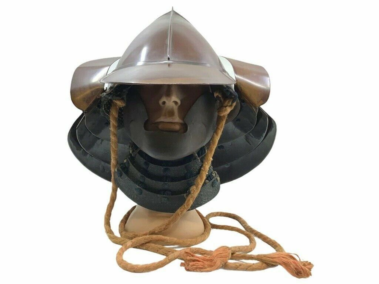 Japanese Japan Samurai Helmet Momonari Kabuto with Hanpo Faceshield  1750-1800