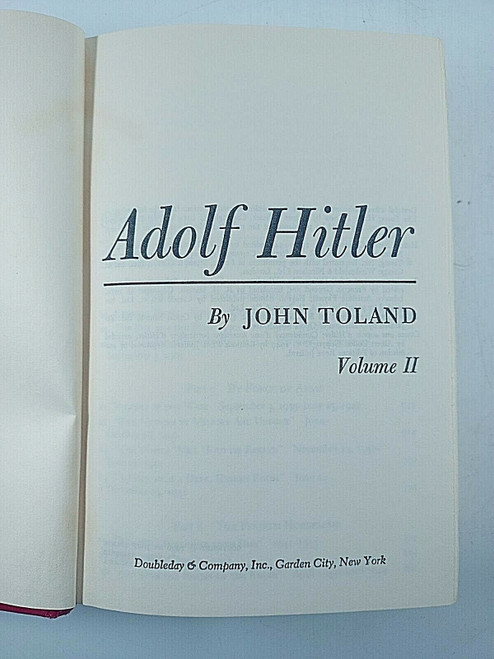 WW2 German Adolf Hitler Volume 2 John Toland Hardcover Reference Book
