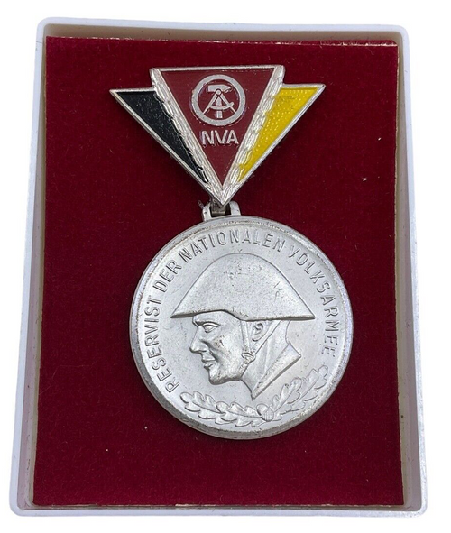 East German NVA Reservist Silver Medal in Box of Issue Full Size