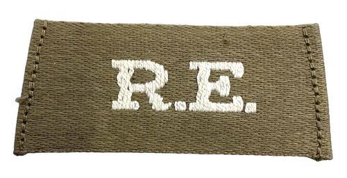 WW1 British BEF Royal Engineers RE Slip On Shoulder Title Insignia Single