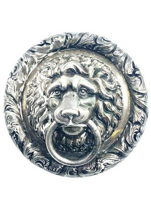 British Canadian Rifle Regiment Lion Head Boss Silver with Pin Back