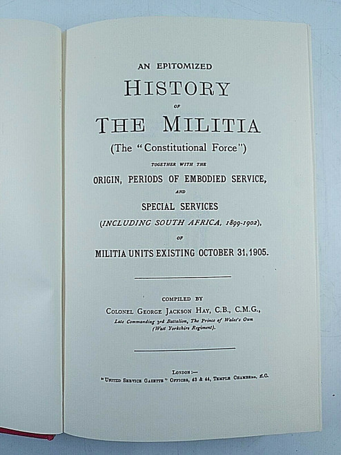 British An Epitomized History of the Militia Hardcover Reference Book