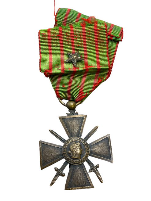 WW1 French France Croix Du Guerre Medal With Star & Ribbon 14-16