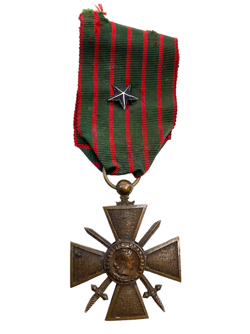 WW1 French France Croix Du Guerre Medal With Star & Ribbon 14-17