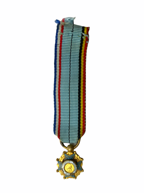 WW1 Belgian Green Enamel Cross Miniature Medal