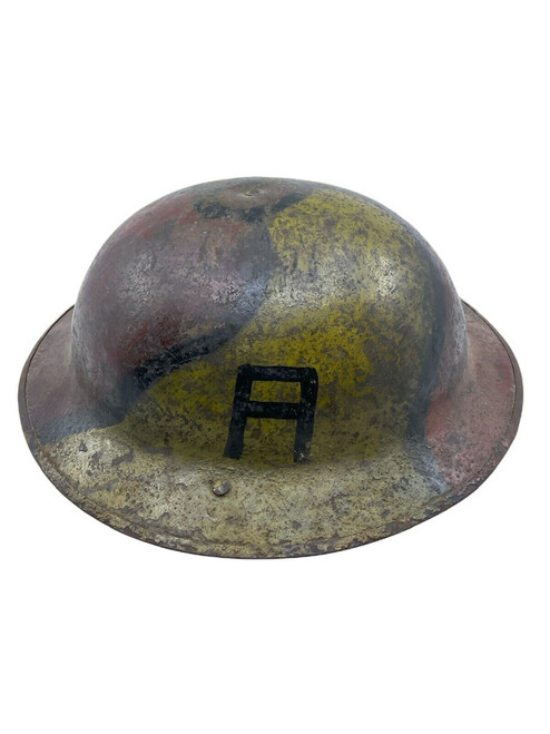 WW1 US AEF 1st Army Painted Brodie Camouflage Helmet