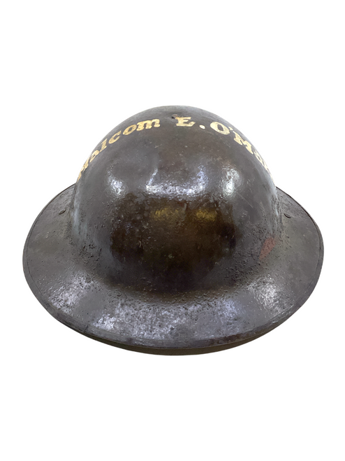 WW1 US AEF Named Painted Brodie Camouflage Helmet