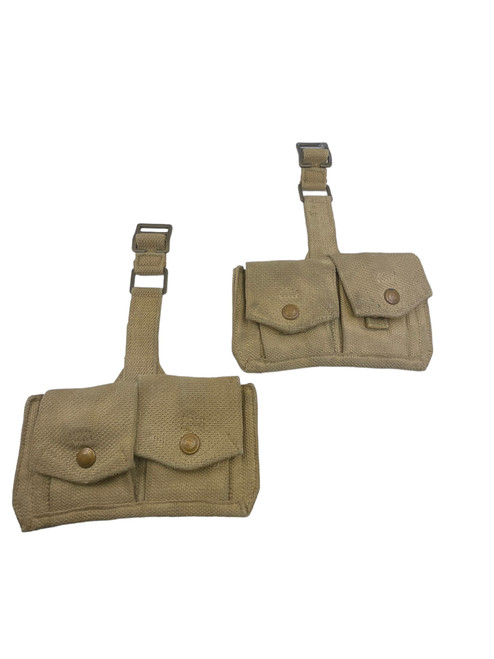WW2 Canadian P37 Ammo Pouches C Broad Arrowed Pair Dated 1941