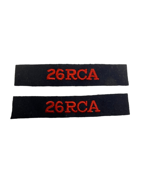 WW2 Canadian 26th RCA Shoulder Titles Insignia Pair