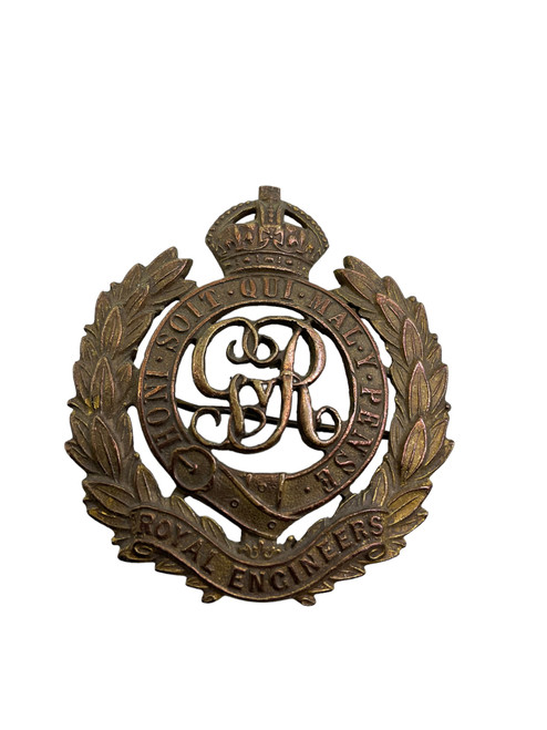 WW1 British Royal Engineers Officers Pin Back Cap Badge