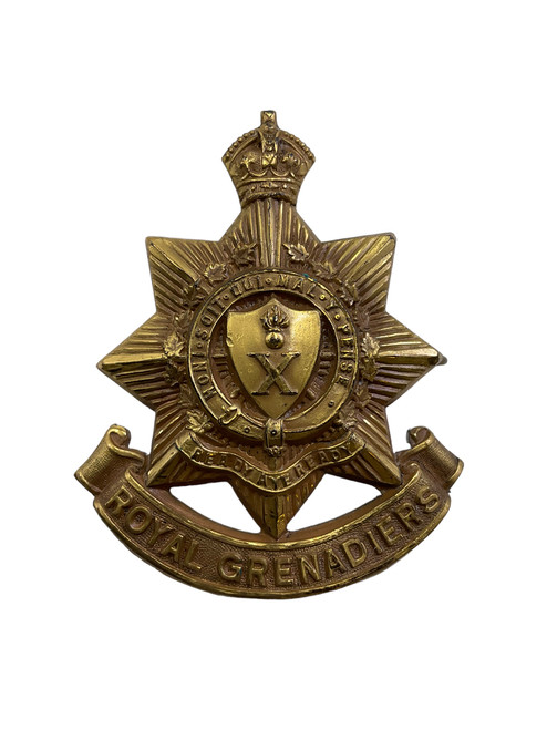 Canadian 10th Royal Grenadiers Officers Gilt Cap Badge