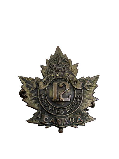 WW1 Canadian CEF 12th Mounted Rifles CMR Collar Insignia Single
