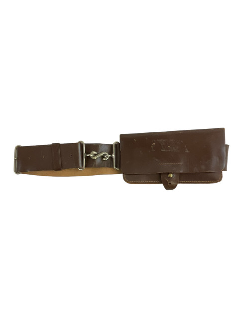 British Brown Leather Snake Belt with Pouch Musician