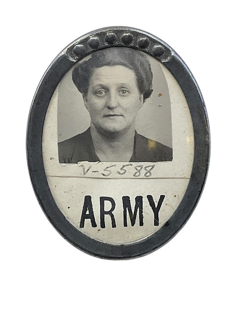 WW2 US Army Female War Workers Photo ID Lapel Badge