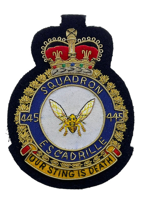 Canadian Forces RCAF 445 Squadron Heraldic Bullion Wire Blazer Crest Patch