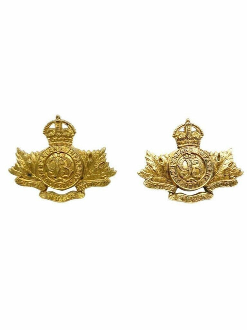 Canadian 93rd Cumberland Infantry Collars Insignia Pair