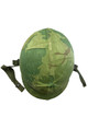 US Army M1 Rear Seam Swivel Bail Steel Helmet with Reversible Camouflage Cover 1967 and 72 Dated