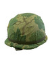 US Army Airborne M1 Rear Seam Swivel Bail Steel Helmet with Reversible Camouflage Cover 1967 Dated