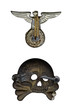 WW2 German Early SS SA Cap Eagle and Skull Insignia