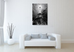 Black and White Eiffel Tower Wall Art Print on the wall