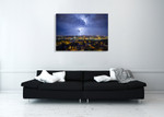 Night City Lightning Wall Art Print on the wall