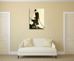 Lady and Child Golfer Wall Art Print on the wall