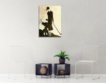 Lady and Child Golfer Wall Art Print on the wall