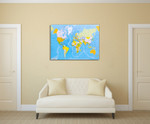 World Global Map Wall Art Print on the wall