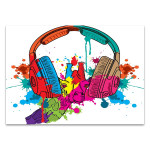 Musical Headphones Wall Print