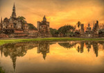 Buddhist Temple at Dusk Wall Print